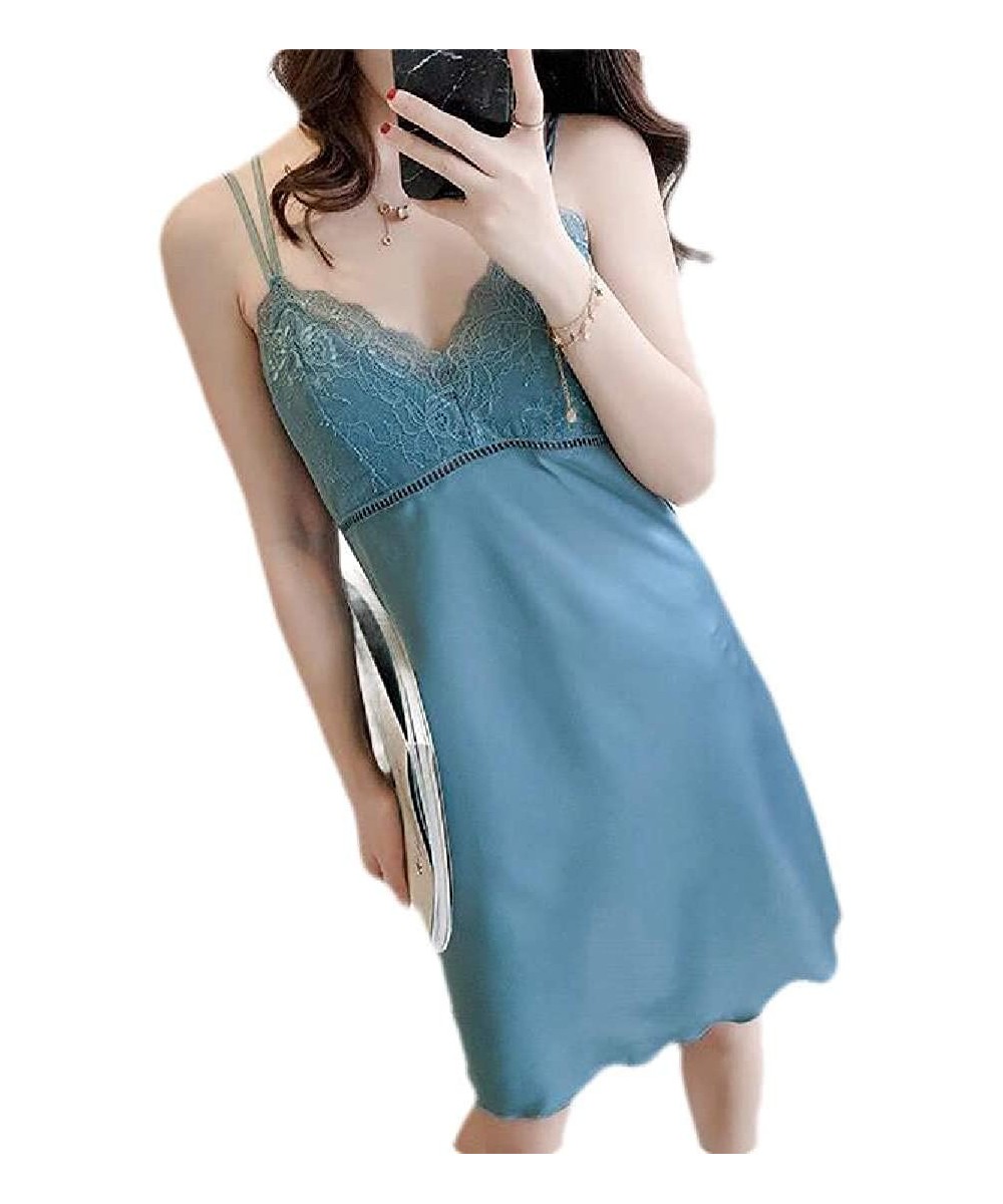 Nightgowns & Sleepshirts Nightwear Satin Spaghetti Strap Sexy Nightgown Night Dress - 1 - CN19CT4AMXI