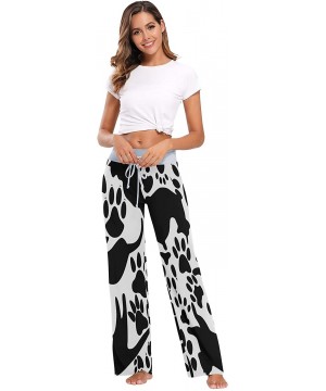 Bottoms Womens Pajama Lounge Pants Cats Kitten Paw Print Black Wide Leg Casual Palazzo Pj Sleep Pants Girls - 3d Print 1 - CX...