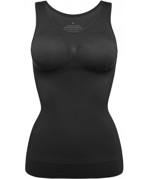 Shapewear Womens Shapewear Tank Top Activewear Seamless Tummy Control Shaper Camisole with Removable Pads - Black+white - CD1...