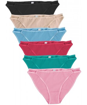 Panties 6 Pack Cotton Bikini Womens Underwear String Bikini Panties Soft Sexy Underwear for Women - Solids - CS18L7UNO4D