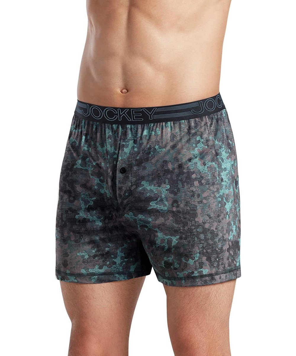 Boxers Men's Underwear Active Microfiber Boxer - Textured Green Camo - CJ19CZE5EIX