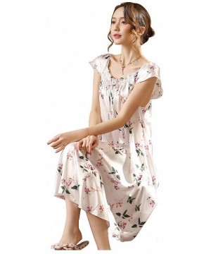 Nightgowns & Sleepshirts Ladies Nightgown Sleepwear Small Flower Women Nightgowns Printed Silk Nightwear for Summer Autumn - ...