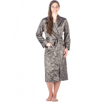 Robes Women's Premium Satin Robe (Regular Fit) - Leopard - Gray/Black - CR11TMXDO33