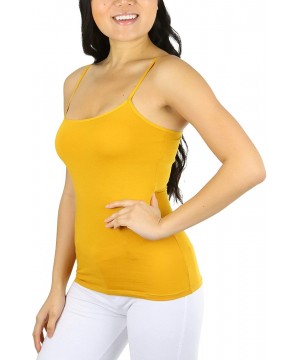 Camisoles & Tanks Women's Adjustable Spaghetti Strap Cropped Cami with Shelf Bra - Mustard - CM195AZD69A