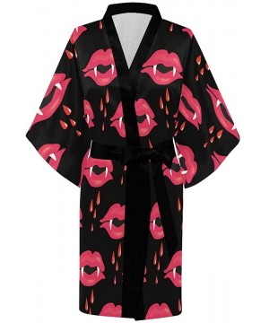 Robes Custom Polka Dot Red Women Kimono Robes Beach Cover Up for Parties Wedding (XS-2XL) - Multi 5 - C7194TE6ES4