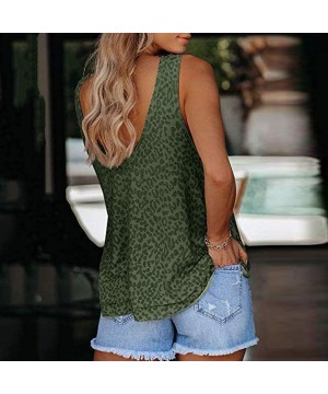 Thermal Underwear Womens Flowy Leopard Print Tank Tops Summer Loose Sleeveless Scoop Neck Tunic Blouse - Army Green - C21977K...