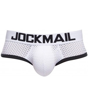 Briefs Mens Underwear Thong Briefs Breathable Removable Front Cup Rear Pad Hip - White - C918S8ADIW2