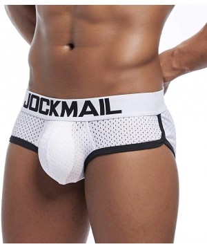 Briefs Mens Underwear Thong Briefs Breathable Removable Front Cup Rear Pad Hip - White - C918S8ADIW2