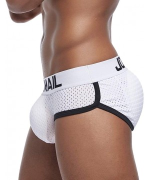 Briefs Mens Underwear Thong Briefs Breathable Removable Front Cup Rear Pad Hip - White - C918S8ADIW2