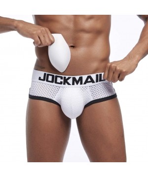 Briefs Mens Underwear Thong Briefs Breathable Removable Front Cup Rear Pad Hip - White - C918S8ADIW2