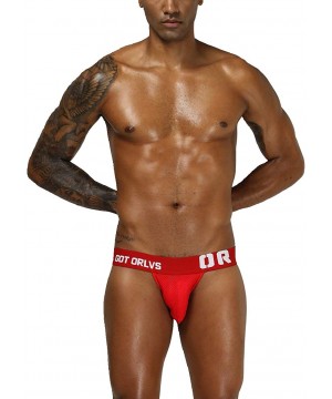 Briefs Men's Bulge Pouch Nylon + Cotton Bikinis Breathable Low Rise Briefs Underwear - Red - CI18XOCXC0Y