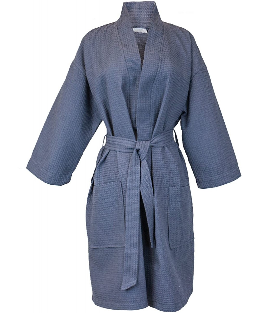 Robes Thigh Length Waffle Kimono Robe- One Size- Ant - Ant - CE12J6QGO7D