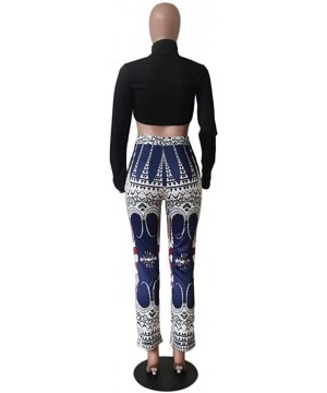 Bottoms Women Printed Harem Pants - Women's Floral Print Hippie Bohemian Elastic Waist Pants - C018NN0I5SS