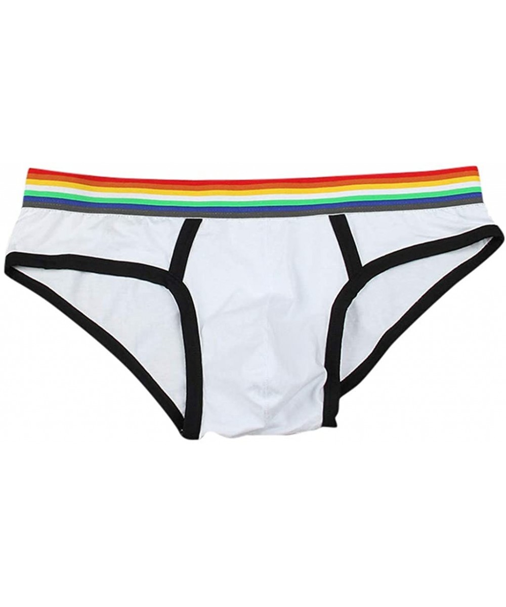 G-Strings & Thongs Briefs for Mens Fashion Colourful 95% Cotton Underpants Classic Hot Underwear - White - CH18X2LT5G9