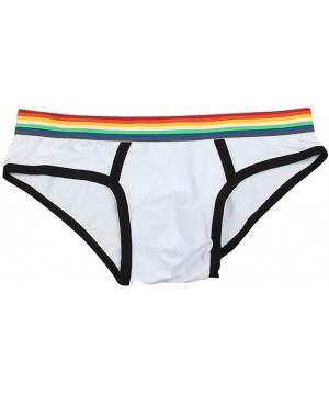 G-Strings & Thongs Briefs for Mens Fashion Colourful 95% Cotton Underpants Classic Hot Underwear - White - CH18X2LT5G9