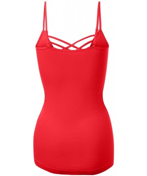 Camisoles & Tanks Women's Lattice Front Seamless Cami with Adjustable Strap Tops - 115-ruby - CU18DRR7KLS