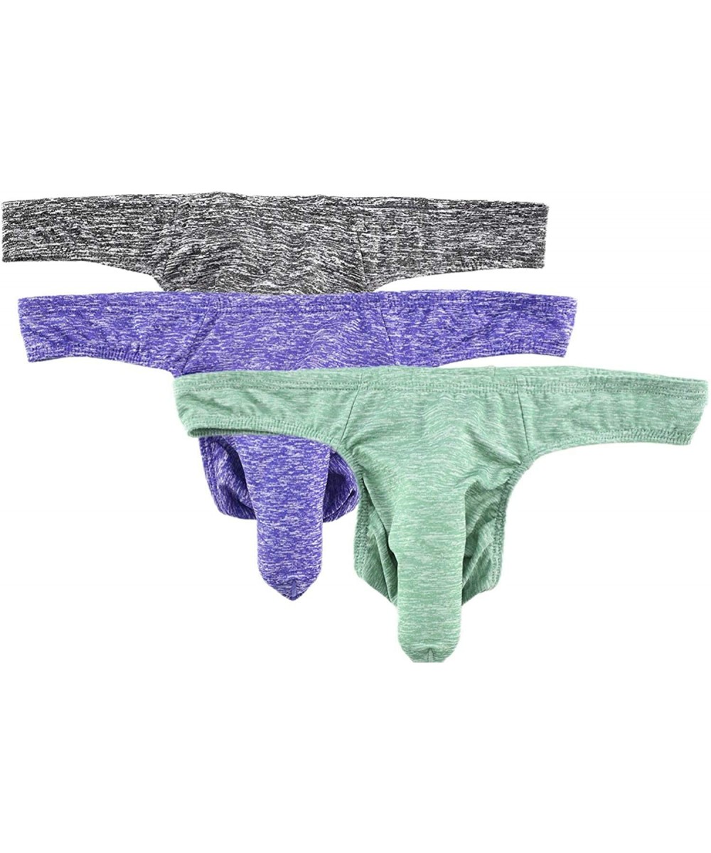 Briefs Men's Sexy Elephant Nylon Underwear Briefs Trunk 3 Pack - Bk+gr+pu - CT194T9O0M7