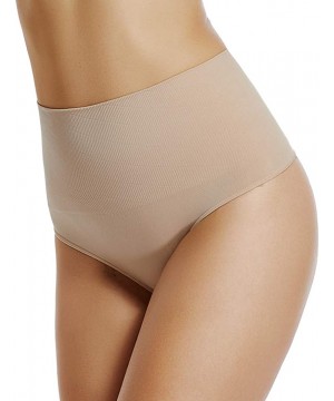 Shapewear Thong Shapewear for Women High Waist Thong Tummy Control Slimming Panties Seamless Body Shaper - Beige - 2 Pack - C...