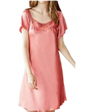 Nightgowns & Sleepshirts Womens Nightgown Silk Short-Sleeve Sleep Long Dress T Shirt Sleepwear - 8 - CK18SC0MDZE