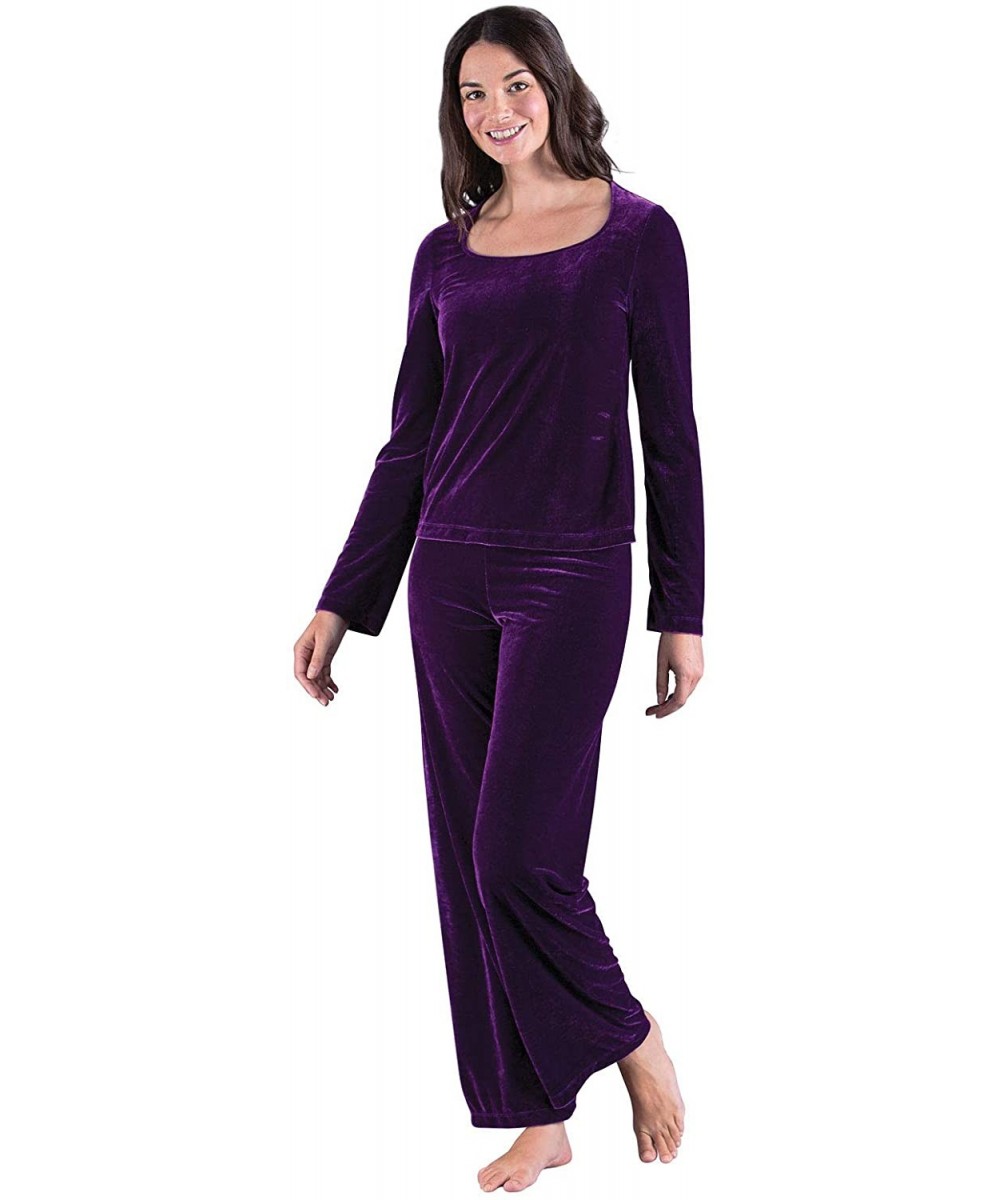 Sets Velour Pajamas for Women - Sexy Pajamas for Women - Long Sleeves - Amethyst - CX17YUX4K5L