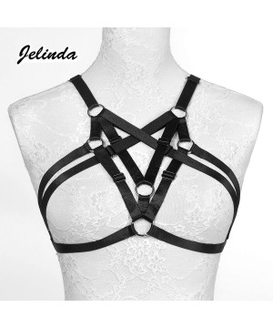 Bras Women Harness Bra Elastic Band Lingerie Cupless Cage Bra See Through Hollow Out Harness - 73 Black - CI12O0N1PII