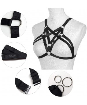 Bras Women Harness Bra Elastic Band Lingerie Cupless Cage Bra See Through Hollow Out Harness - 73 Black - CI12O0N1PII