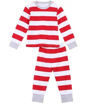 Sets Women Mom Family Xmas Jammies Striped Holiday Matching Pajamas Long Jumpsuits - Baby Red - CF18LS20OI0