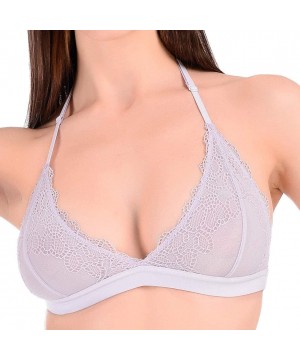 Bras Women's Lace Bralette Sexy Comfort Eyelet Bralette Bra T-Back - Lilac - C6194E4L743