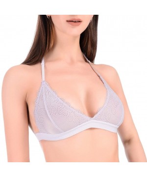 Bras Women's Lace Bralette Sexy Comfort Eyelet Bralette Bra T-Back - Lilac - C6194E4L743