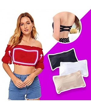 Camisoles & Tanks Ice Silks Off-The-Shoulder Bandeau Bra High-Elastic Padded Strapless Seamless Tube Crop Tops - White - C319...