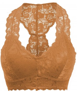 Bras Women's Sexy Racerback Lace Bralette Bustier Breathable Crop Top Lace Bra(S-3XL) - 6324_coffee - CG197A57SH6