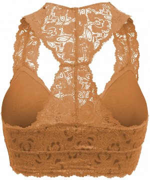 Bras Women's Sexy Racerback Lace Bralette Bustier Breathable Crop Top Lace Bra(S-3XL) - 6324_coffee - CG197A57SH6