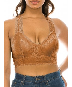 Bras Women's Sexy Racerback Lace Bralette Bustier Breathable Crop Top Lace Bra(S-3XL) - 6324_coffee - CG197A57SH6