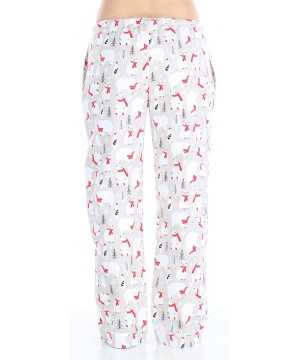 Bottoms Women's Cotton Flannel Pajama PJ Pants with Pockets - Polar Bear With Scarf - C817YT4EMT0