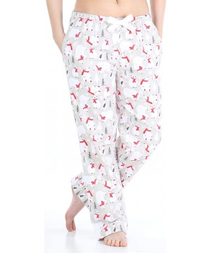 Bottoms Women's Cotton Flannel Pajama PJ Pants with Pockets - Polar Bear With Scarf - C817YT4EMT0