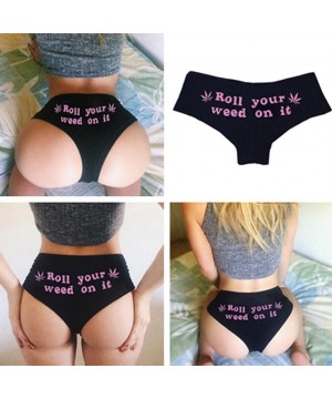 Panties Women Letter Print Panties- Witspace Roll Your Weed On It Underwear - Purple - C318E00WOS4