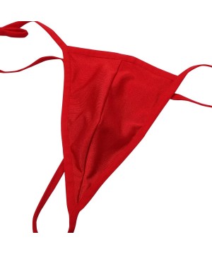 Bikinis Men's Low-Waisted Side Tie String Bikini Contoured Pouch Briefs Underwear - Red - CX1872SYQRW