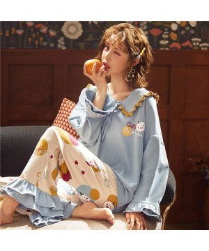 Sets Leisure Wear Home Clothes for Women Skin Friendly Material Cute Soft Pajama Sets - Blue Apple - C2199KU0Z59