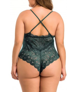 Shapewear Women Plus Size Lace Bodysuit Teddy Lingerie One Piece Babydoll Clubwear S-XXXXL - Green - CF193L7WSL7