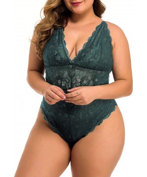 Shapewear Women Plus Size Lace Bodysuit Teddy Lingerie One Piece Babydoll Clubwear S-XXXXL - Green - CF193L7WSL7