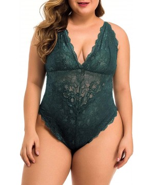 Shapewear Women Plus Size Lace Bodysuit Teddy Lingerie One Piece Babydoll Clubwear S-XXXXL - Green - CF193L7WSL7