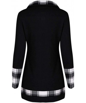 Tops Women Long Sleeve Plaid Turtleneck Tartan Tunic Sweatshirt Pullover Tops Blouse - White2 - C618YH4KQ58