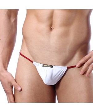 G-Strings & Thongs Mens Sexy Low Rise G-String Underwear Men's T-Back Thong Briefs for Men - White B - CL19DYCQT0R