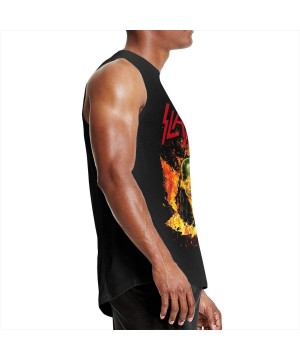 Undershirts Men's Black Round Neck Sleeveless T-Shirt-Tame Impala Printing Fashion Cotton Tank Tops for Running - Slayer Band...