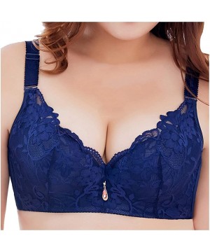 Bras Women's Comfortable Fit Bra Support Push Up Plus Size Underwire Bra - Blue-b302 - CE12H6F5CM9