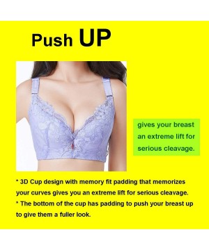 Bras Women's Comfortable Fit Bra Support Push Up Plus Size Underwire Bra - Blue-b302 - CE12H6F5CM9