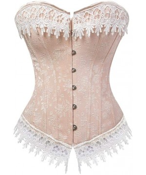 Bustiers & Corsets Sexy Leather Floral Bonded Waist Trained Lace Bustier Tummy Trainer Weight Lost Coset - Pink - CJ18L8TKDWM