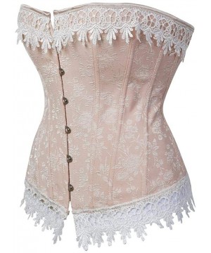 Bustiers & Corsets Sexy Leather Floral Bonded Waist Trained Lace Bustier Tummy Trainer Weight Lost Coset - Pink - CJ18L8TKDWM