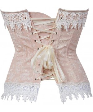 Bustiers & Corsets Sexy Leather Floral Bonded Waist Trained Lace Bustier Tummy Trainer Weight Lost Coset - Pink - CJ18L8TKDWM