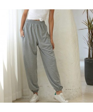 Slips Women's Active Elastic Waist Baggy Workout Sweatpants Joggers Lounge Pants Gray - CP199HWIKL8